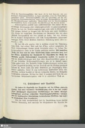 VI. Schlußwort und Ausblick