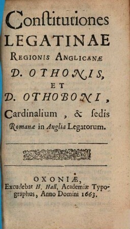 Constitutiones Legatinae regionis Anglicanae Othonis et Othoboni