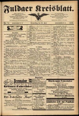 Zweite Ausgabe vom Donnerstag, den 26. Juni 1902.