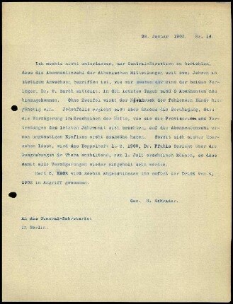 Bericht des zweiten Sekretars an das General-Sekretariat