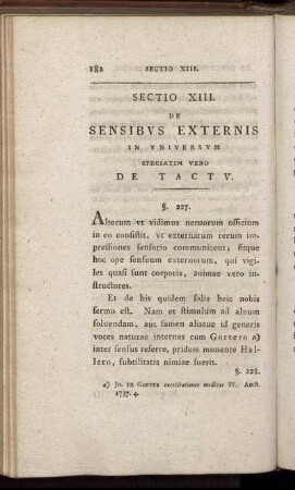 Sectio XIII. De Sensibus Externis in universum seciatim vero De Tactu