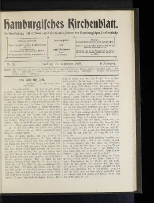 Nr. 39. Hamburg, 26. September 1909. 6. Jahrgang.