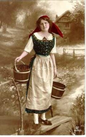 Postkarte mit Frauenbild