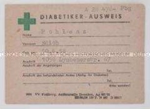 Ausweis der DDR für Diabetiker - Personenkonvolut