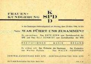 Einladung zu einer gemeinsamen Frauenkundgebung von KPD und SPD