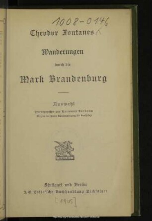Theodor Fontanes Wanderungen durch die Mark Brandenburg : Auswahl