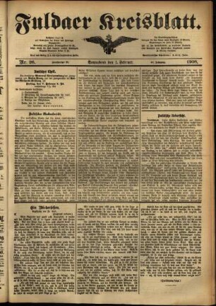 Ausgabe vom Samstag, den 01. Februar 1908.