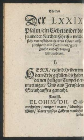 Der LXXIX. Psalm ...
