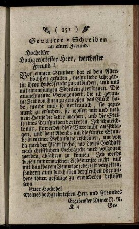 Gevatter-Schreiben - Glückwünschungs-Schreiben