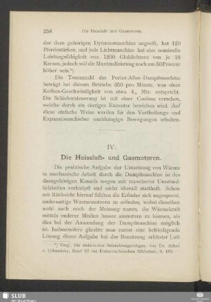 IV. Die Heissluft- und Gasmotoren