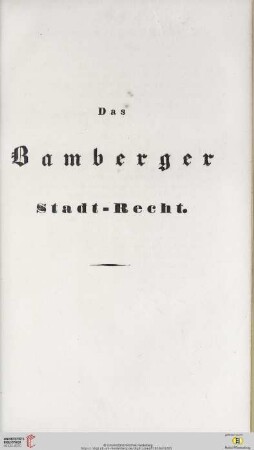 Das Bamberger Stadtrecht