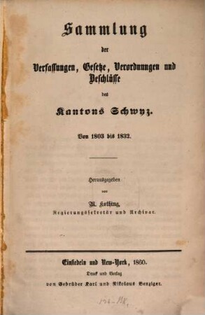 Sammlung der Verfassungen, Gesetze, Verordnungen und Beschlüsse des Kantons Schwyz