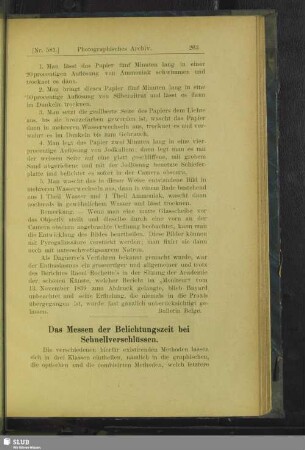 Das Messen der Belichtungszeit bei Schnellverschlüssen