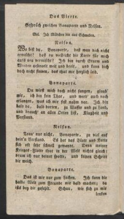 Das Vierte. Gespräch zwischen Bonaparte und Nelson. Mel. Jch Mädchen bin aus Schwaben.