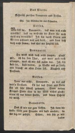 Das Vierte. Gespräch zwischen Bonaparte und Nelson. Mel. Jch Mädchen bin aus Schwaben.