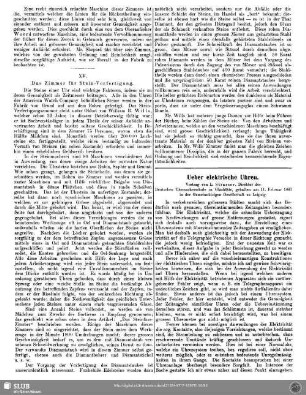 Ueber elektrische Uhren
