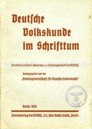 Verzeichnis der Literatur zur "Deutschen Volkskunde"