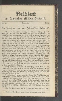 Beiblatt N° 5. September. 1883