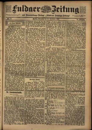 Erste Ausgabe vom Mittwoch, den 18. September 1901.