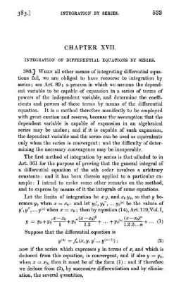 Chapter XVII. Integration of differential equations by series.