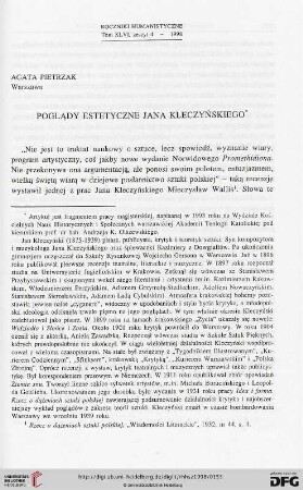46.1998: Poglądy estetyczne Jana Kleczyńskiego