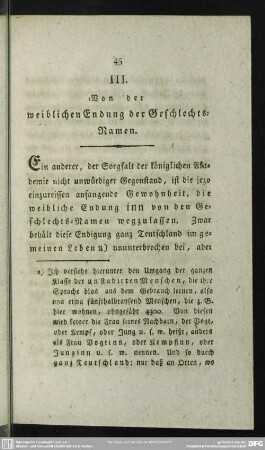 III. Von der weiblichen Endung der Geschlechts-Namen