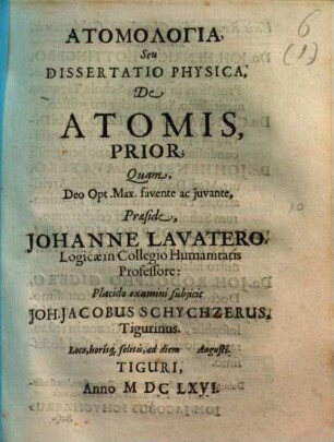 Atomologia seu dissertatio physica d atomis. I.