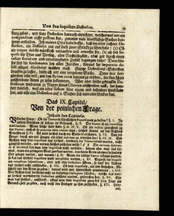 Das IX. Capitel. Von der peinlichen Frage.