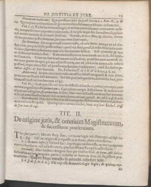 Tit. II. De origine juris, & omnium Magistratuum, & successione prudentium.