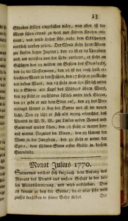 Monat Julius 1770.