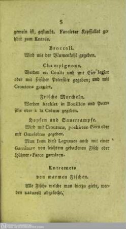 III. Entremets von Fischen