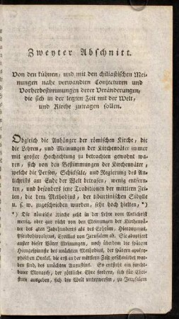 29-59, Zweyter Abschnitt. Von den kuehnen, und mit den chiliastischen Meinungen...