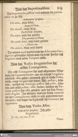 Von den Verbis Irregularibus der ersten Conjugation