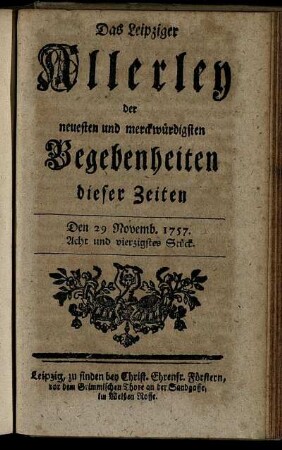 Den 29. Novemb. 1757. Acht und vierzigstes Stück.