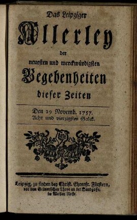 Den 29. Novemb. 1757. Acht und vierzigstes Stück.