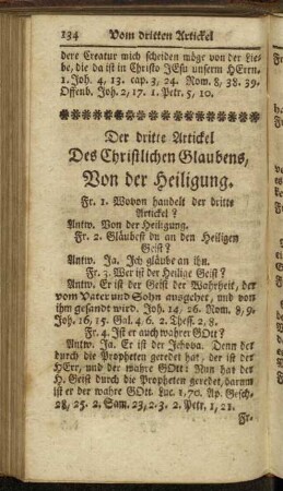 Der dritte Artickel Des Christlichen Glaubens, Von der Heiligung.