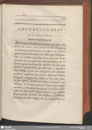 Advertissement Aux Lecteurs