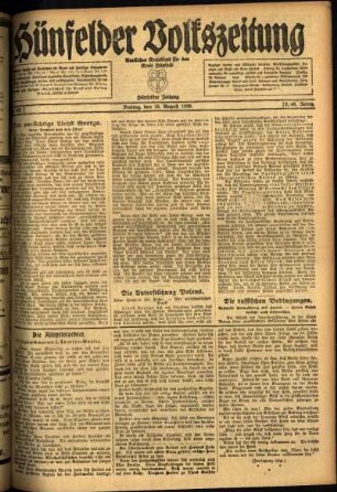 Ausgabe vom Freitag, den 13. August 1920.