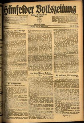 Ausgabe vom Freitag, den 13. August 1920.