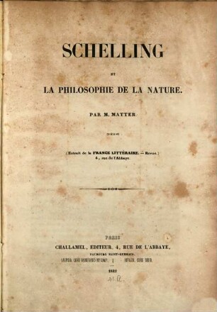 Schelling et la Philosophie de la Nature