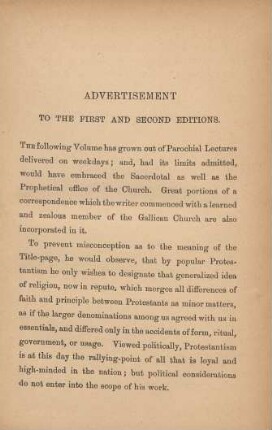 Advertisement to the first and second editions
