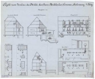 Technische Zeichnung : Projekt zum Umbau der Mühle des Herrn Mühlenbesitzer Sommer, Katzwang bei Nürnberg