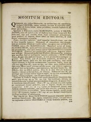 Monitum Editoris.