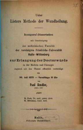 Über Listers Methode der Wundheilung