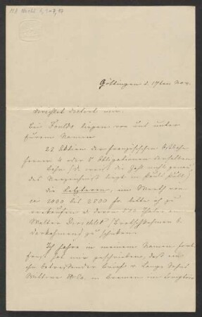 Brief an Alexander Mendelssohn : o.D. [17.11. o.J.]
