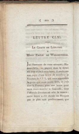Lettre CLXI. - Lettre CLXV.