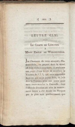 Lettre CLXI. - Lettre CLXV.