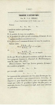 Théorème d´arithmétique.