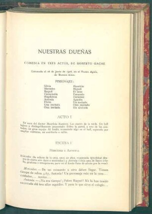 Nuestras dueñas : Comedia en tres actos