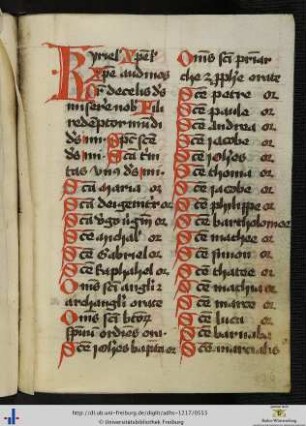 Allerheiligenlitanei mit preces und Orationen.